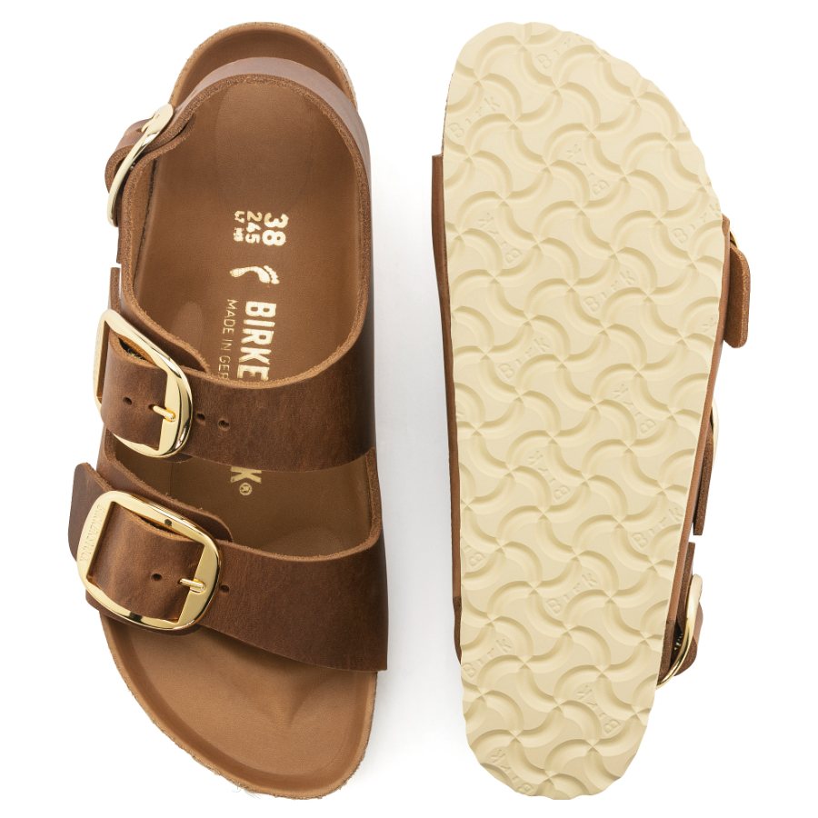 Birkenstock Womens Sandal Milano Big Buckle Cognac