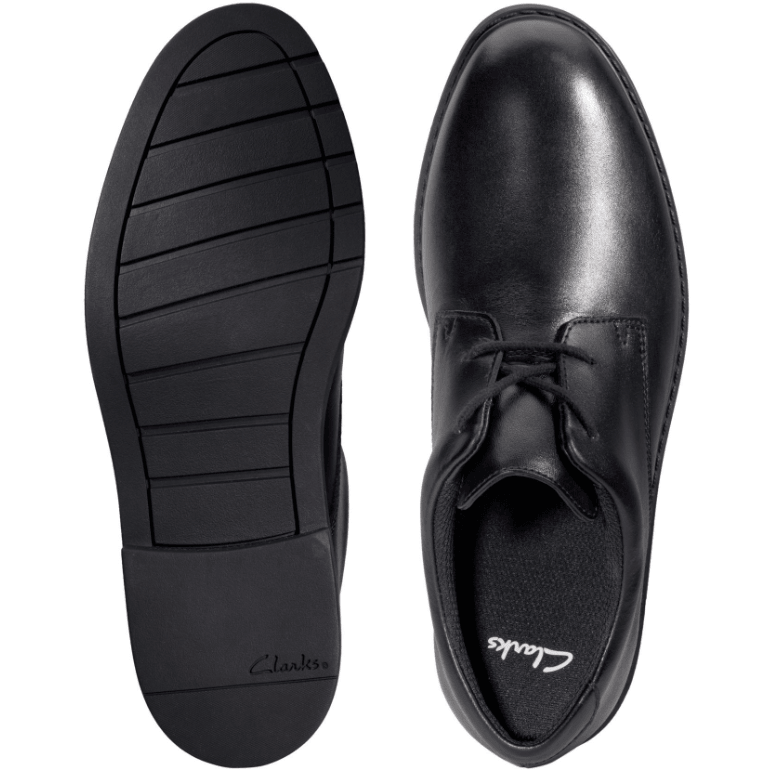 Clarks Boys School Shoe Scala Loop Y Black Leather - Donaghys