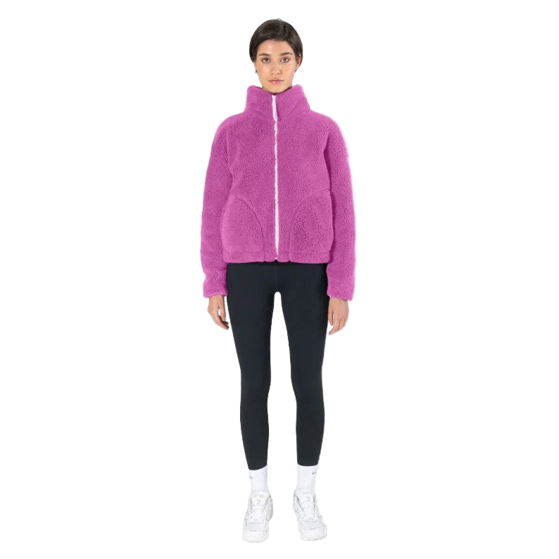 Gym+Coffee Womens Industry Fleece High Collar Jacket Crisp Pink