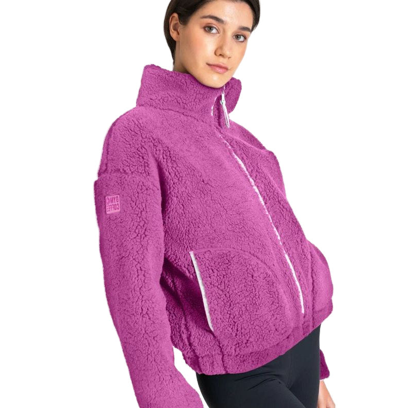 Gym+Coffee Womens Industry Fleece High Collar Jacket Crisp Pink