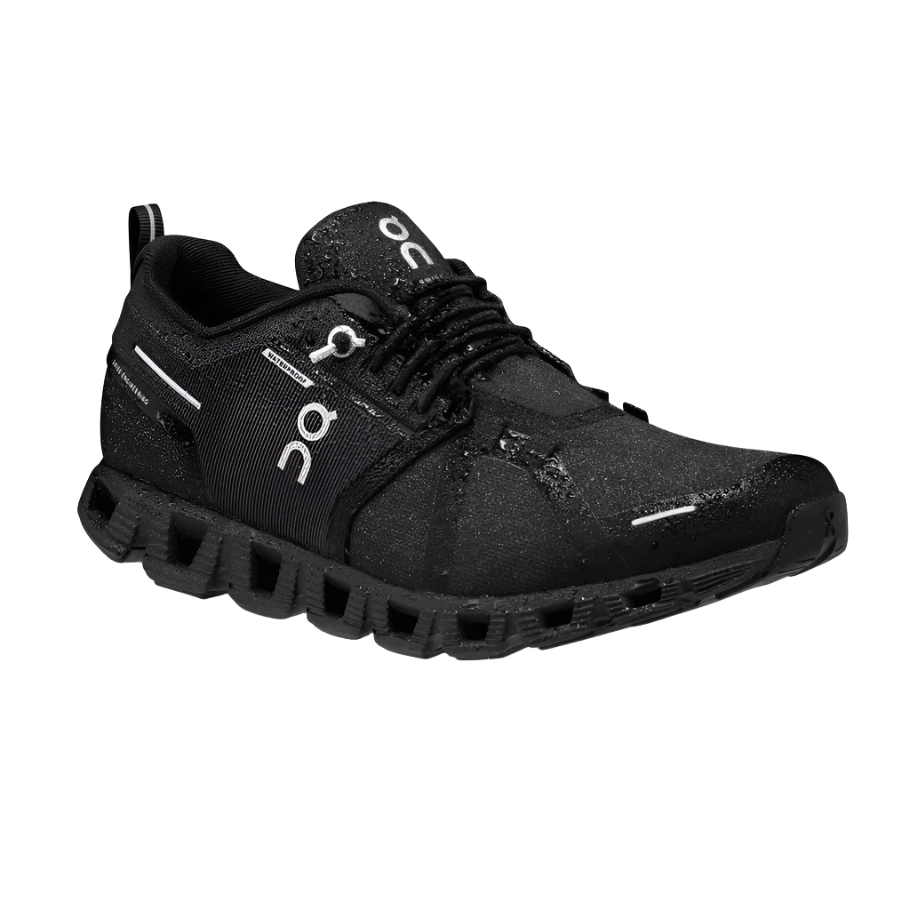 On Running Womens Trainers Cloud 5 Waterproof All Black - Donaghys