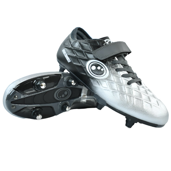 Optimum Kids Ignisio Easy Fasten 6 Stud Rugby Boot Black/Silver - Donaghys