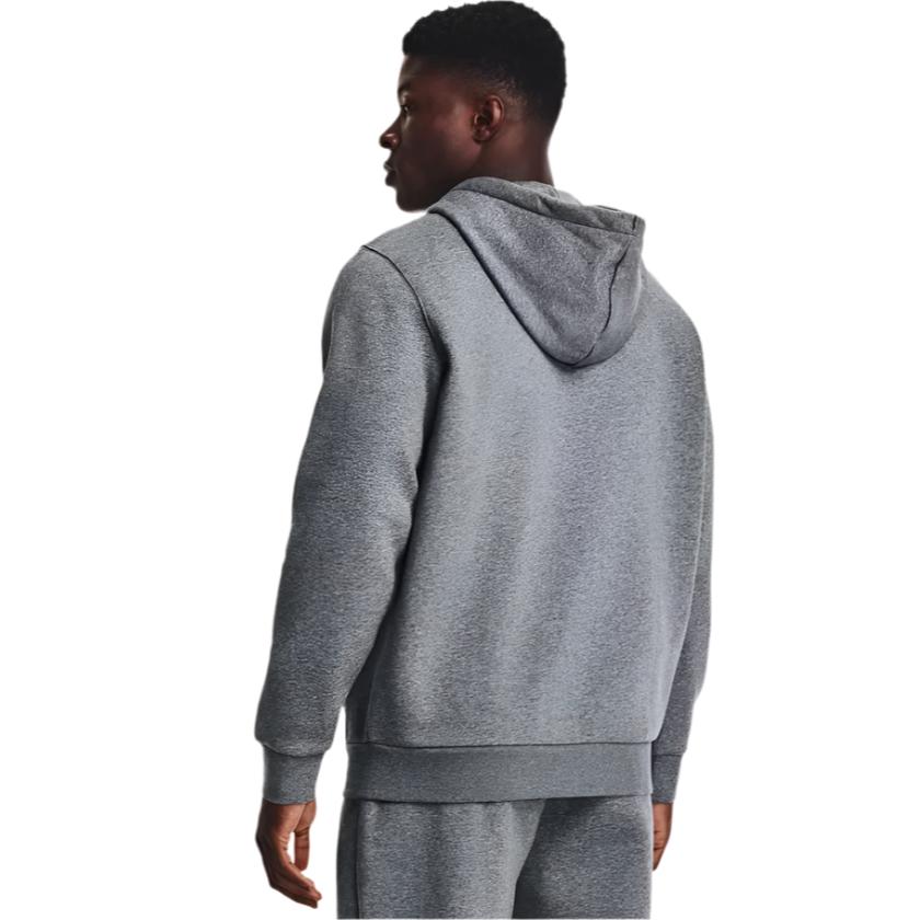Under Armour Mens Essential Fleece FZ Hood Pitch Grey Medium Heather/White