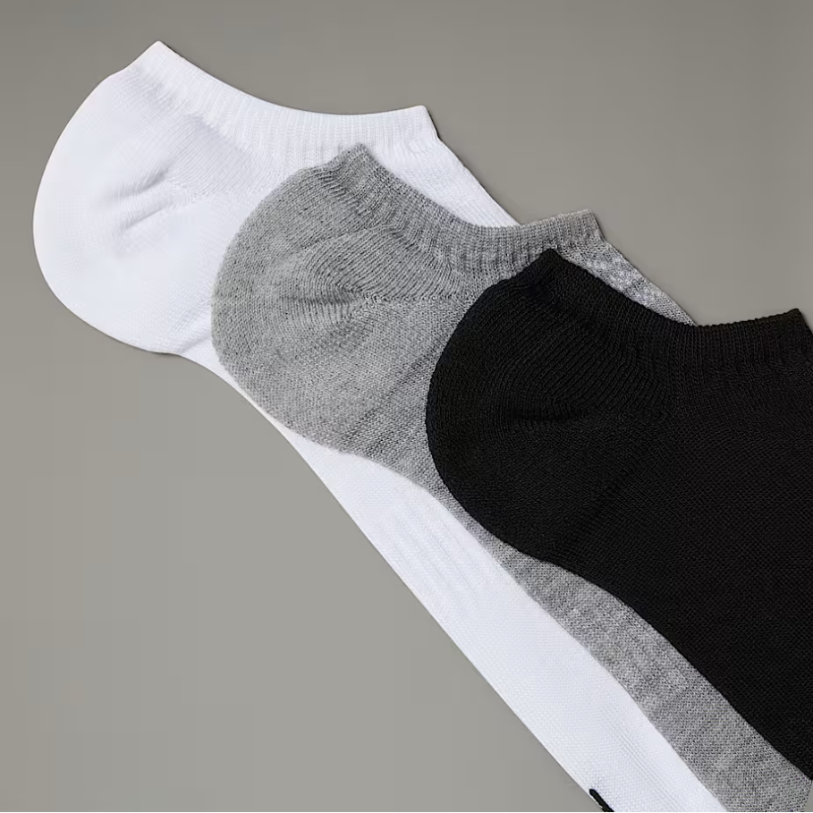 The North Face Unisex Socks 3 Pack Sport Invisible Multi Black Assorted