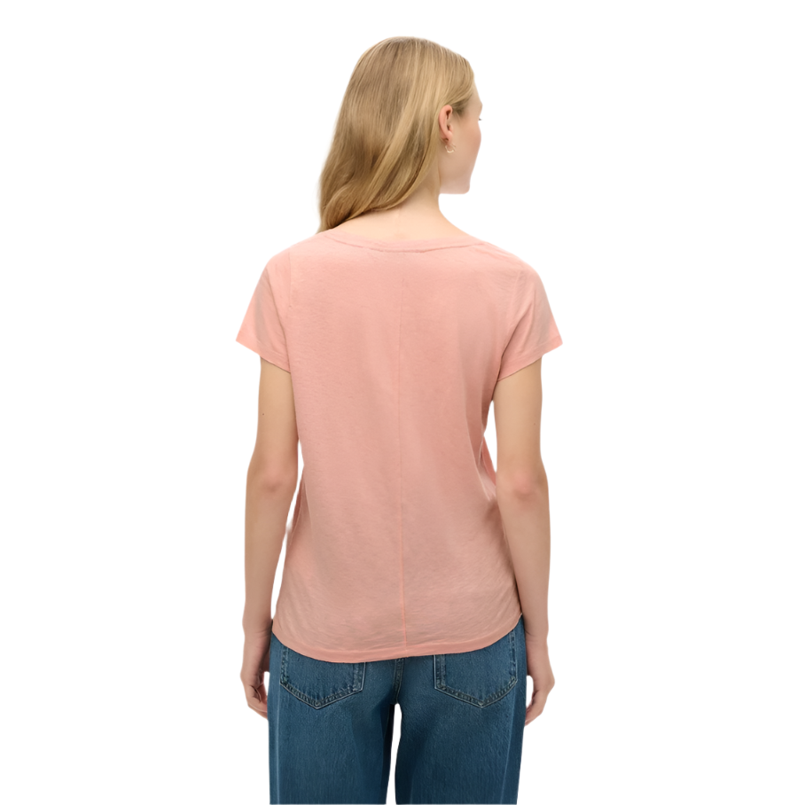 Superdry Womens T-Shirt Scoop Neck Tee Grey Pink
