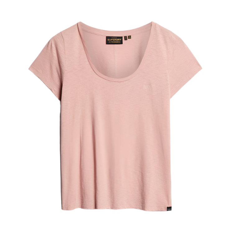 Superdry Womens T-Shirt Scoop Neck Tee Grey Pink
