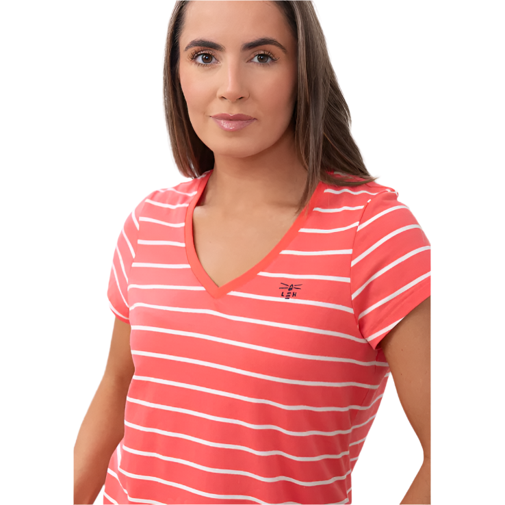 Lighthouse Womens Tee Ariana S/S Deep Coral Stripe