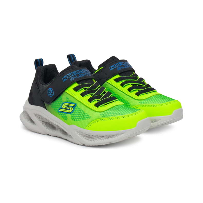 Skechers Boys Trainer S-Lights Meteor Krendox Black/Blue/Lime