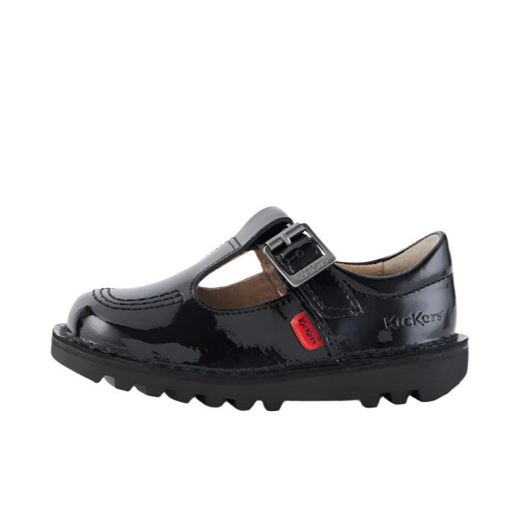 Kickers Infant Girls Shoe Kick T-Bar Patent Leather Black