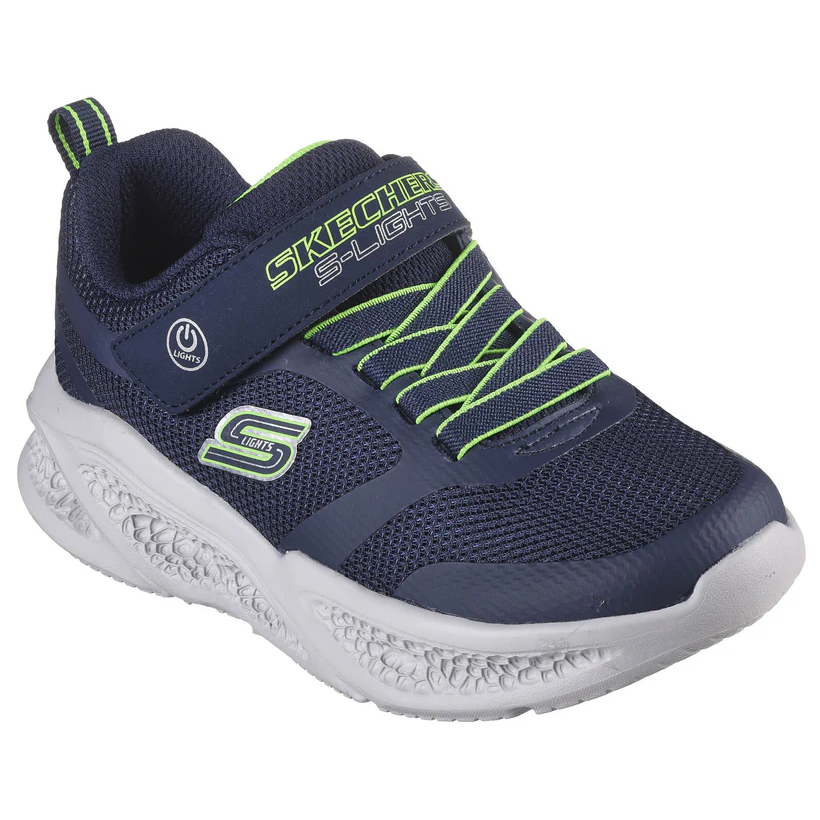 Skechers Boys Trainer S-Lights Meteor Lights Navy/Lime