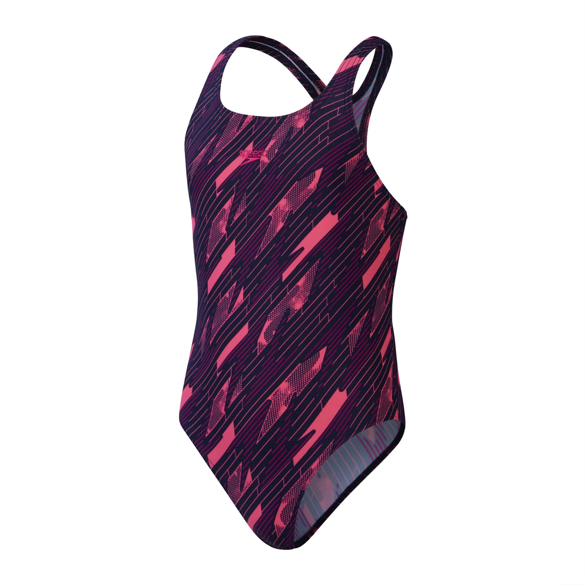Speedo Girls HyperBoom Allover Medalist Swimsuit Navy/Pink