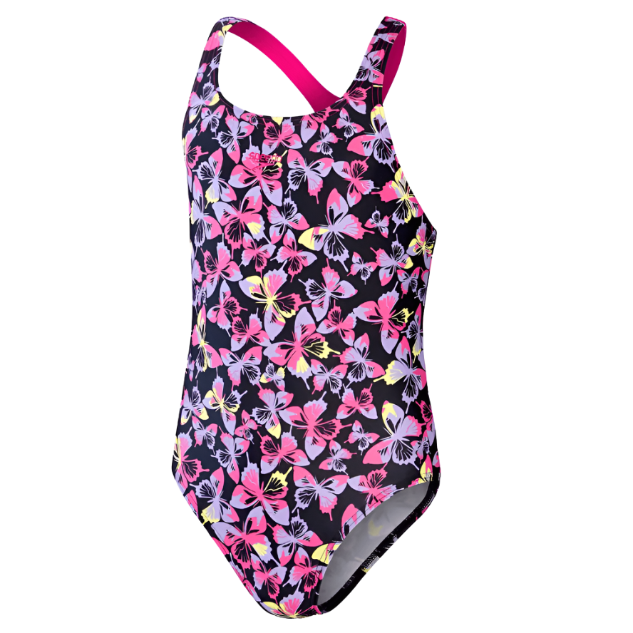 Speedo Girls Medalist JF Swimsuit Black/Lilac - Donaghys