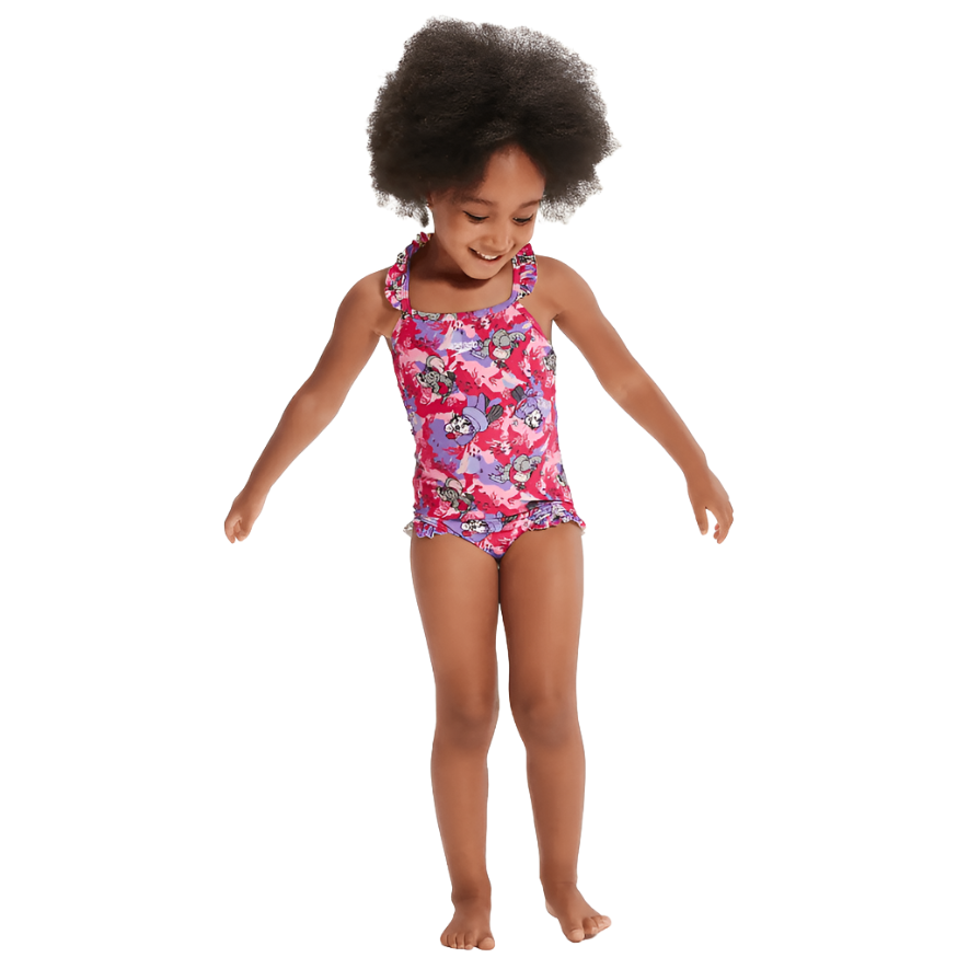 Speedo Girls Infant Learn to Swim Frill Thinstrap Swimsuit Pink - Donaghys