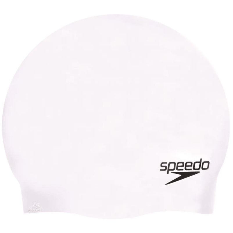 Speedo Adults Plain Moulded Silicone Cap White/Black - Donaghys