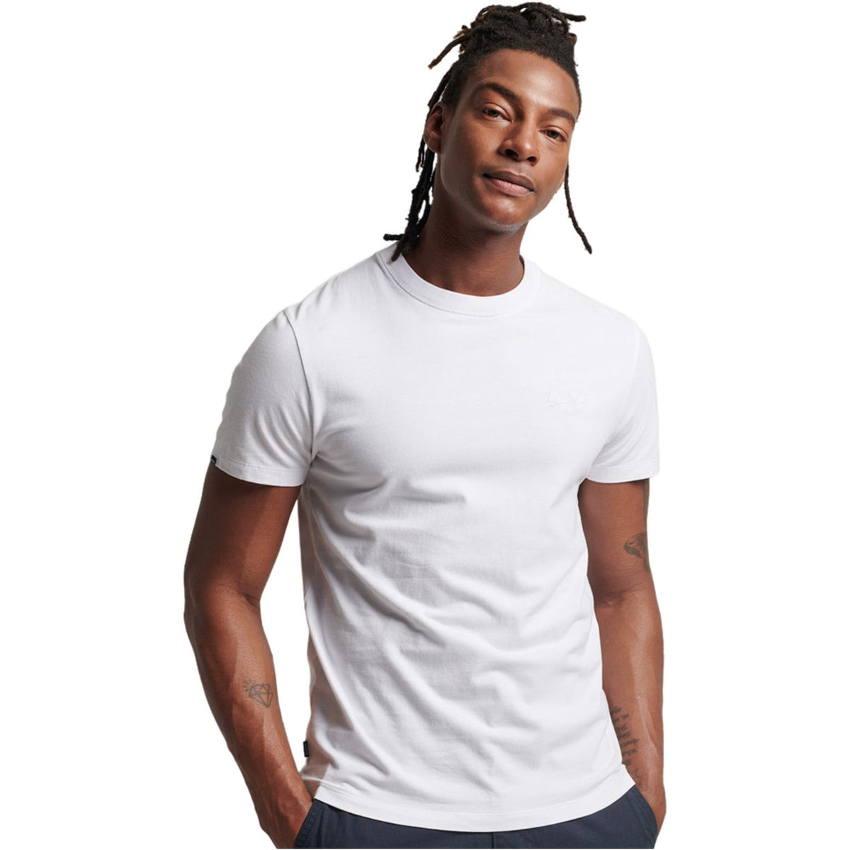 Superdry Mens Vintage Logo Emb Tee Optic/Optic