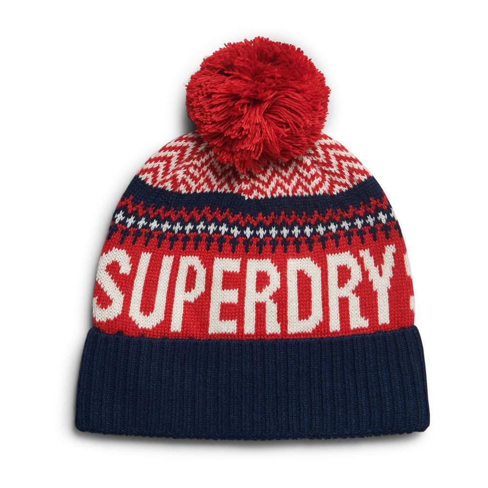 Superdry Womens Fairisle Beanie Hat Rich Navy