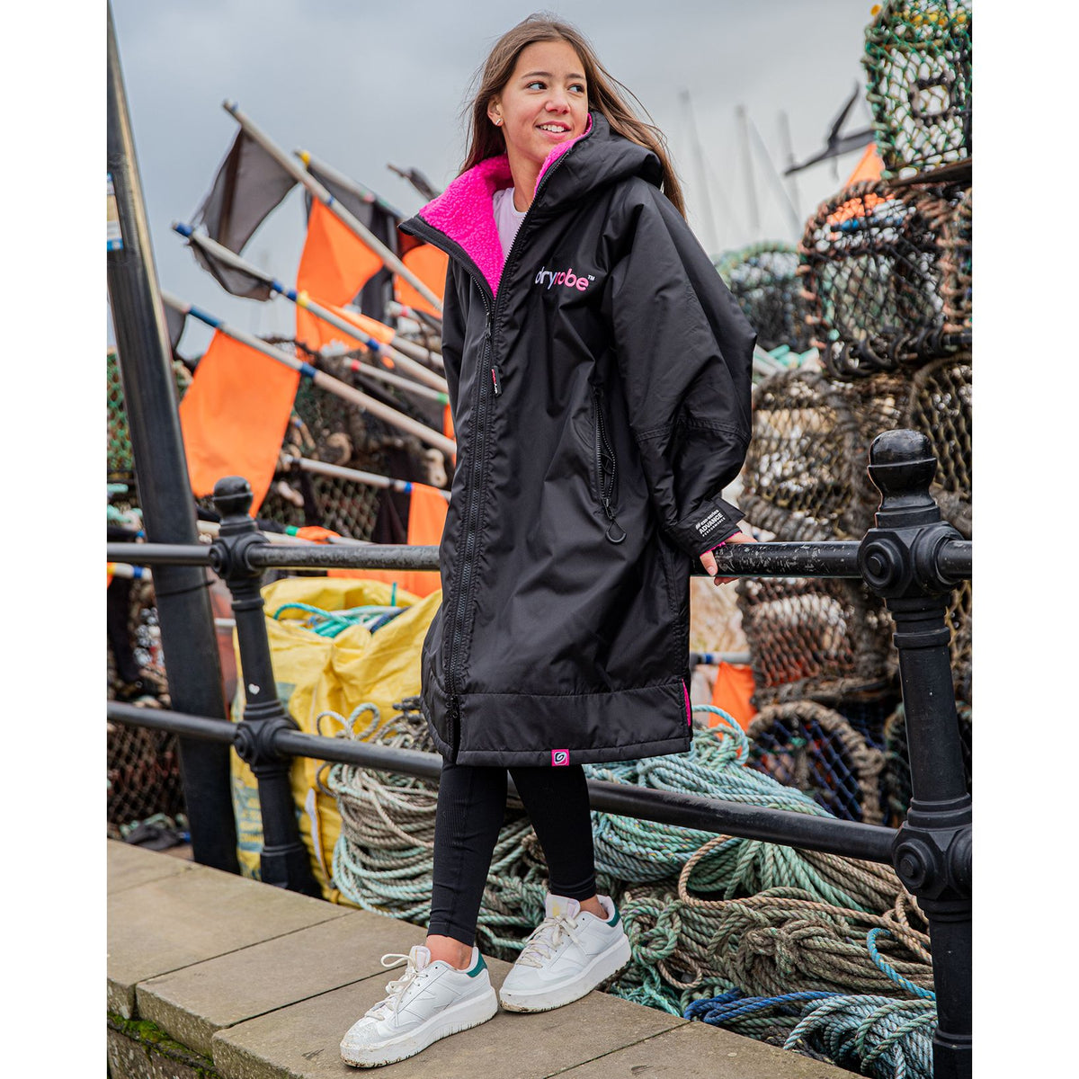 Dryrobe Kids Advance Long Sleeve V3 Black Pink