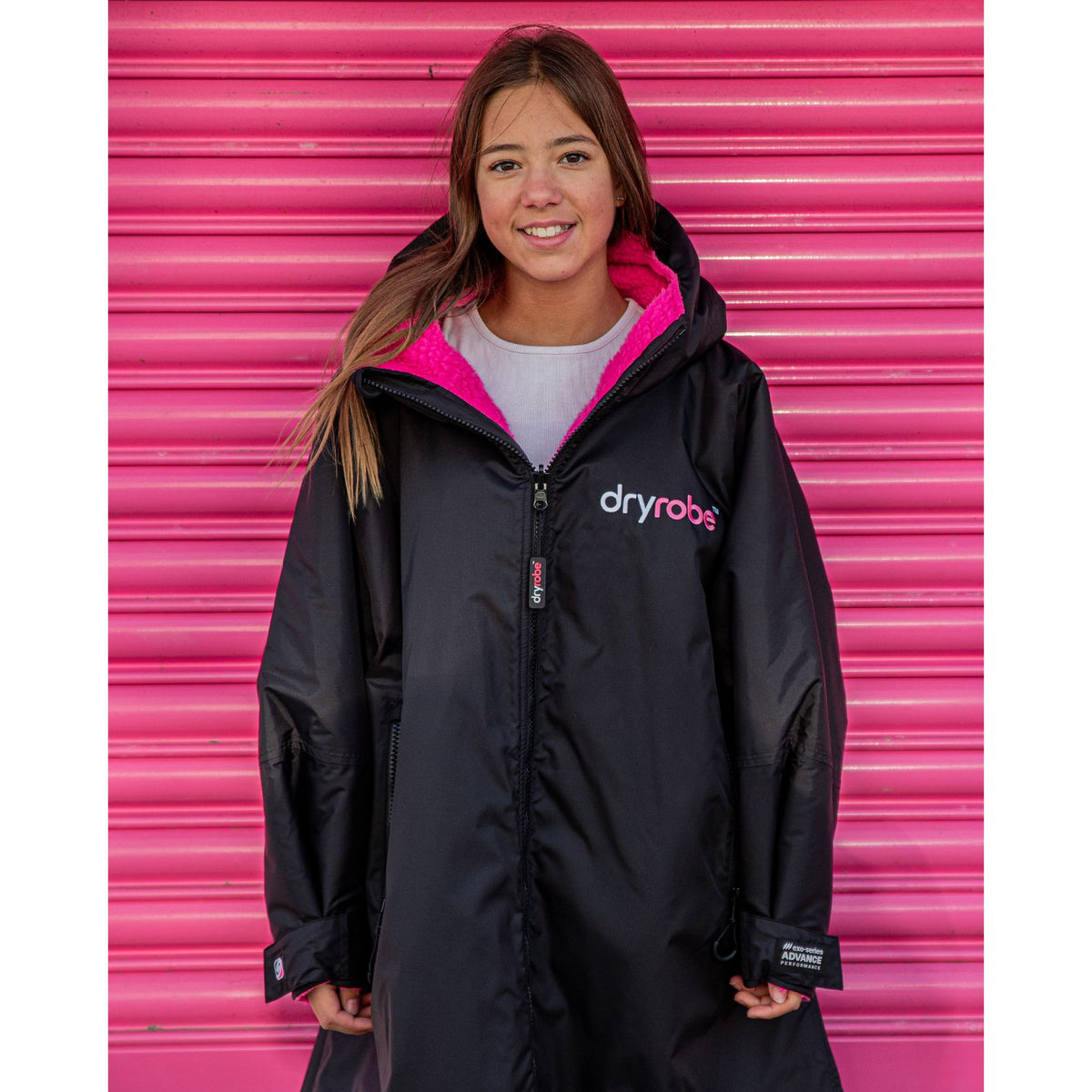Dryrobe Kids Advance Long Sleeve V3 Black Pink