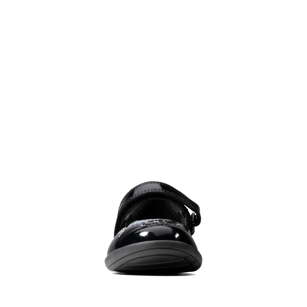 Clarks Girls School Shoe Etch Spark T Black Patent - Donaghys