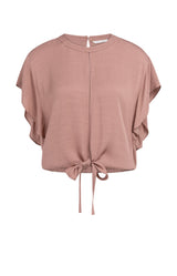 Yaya Womens Flowy top with knot detail and elastic hem Burlwood Pink