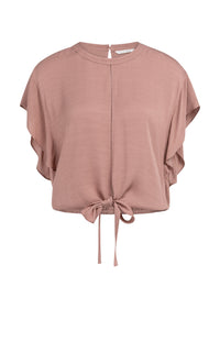 Yaya Womens Flowy top with knot detail and elastic hem Burlwood Pink