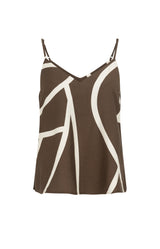 Yaya Womens Printed singlet with V-neck Chocolate Martini Dessin