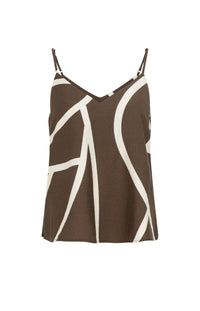Yaya Womens Printed singlet with V-neck Chocolate Martini Dessin