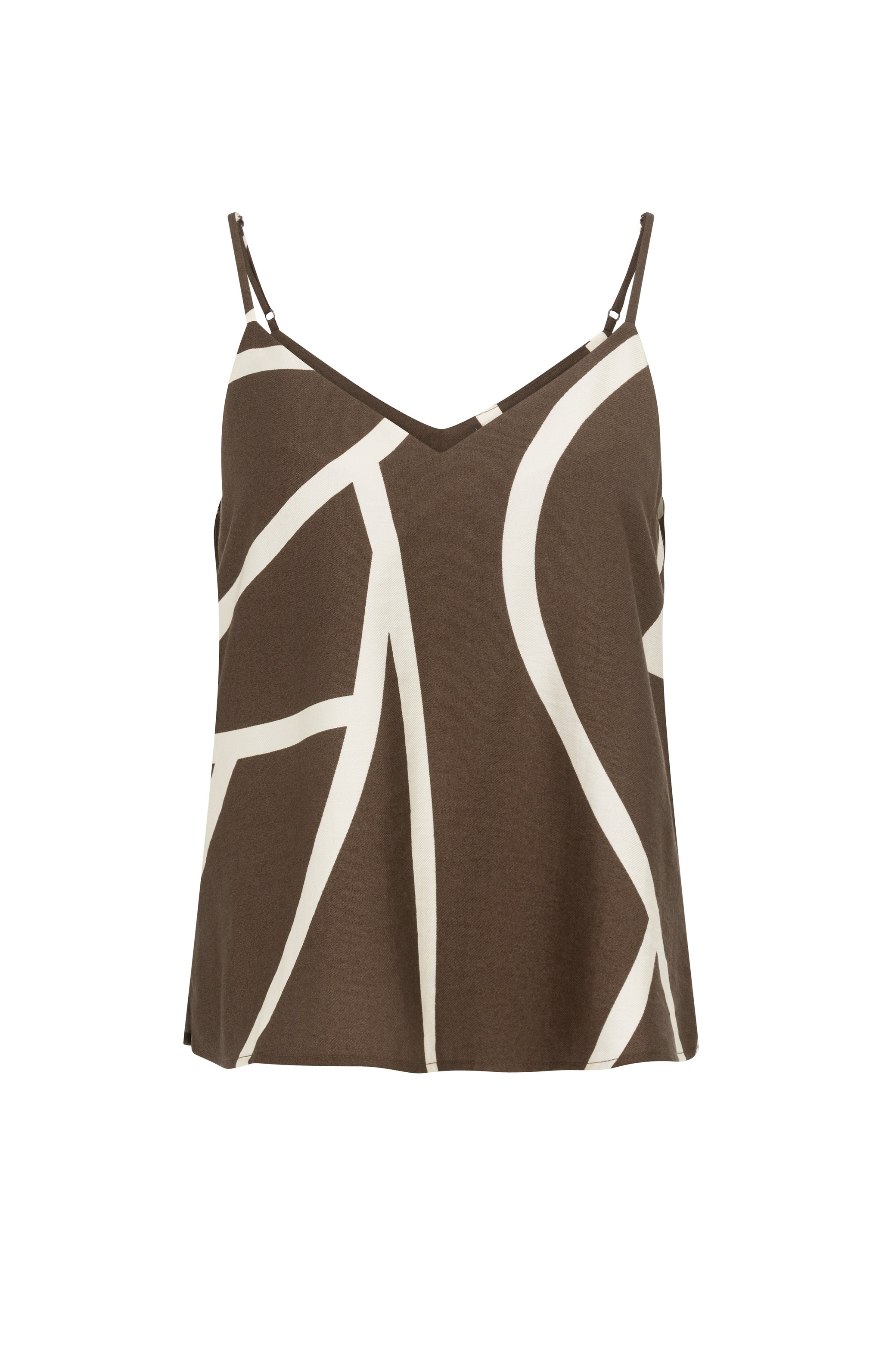 Yaya Womens Printed singlet with V-neck Chocolate Martini Dessin
