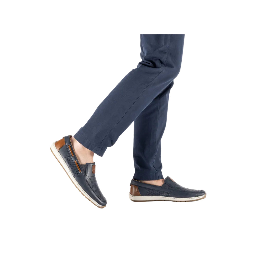 Rieker Mens Shoe 08867-14 Navy/Amaretto
