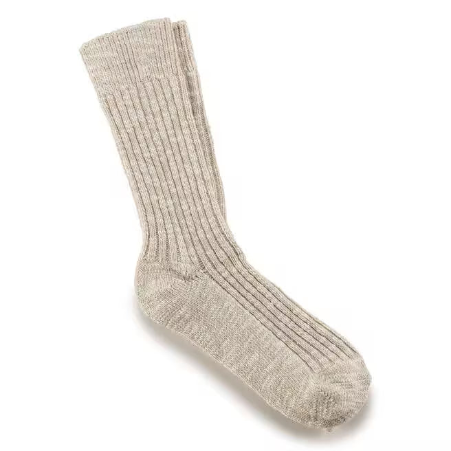Birkenstock Mens Cotton Slub Socks Beige/White