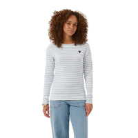 Kaffe Womens Liddy T-shirt Chalk/Blue Fog-Brown Heart
