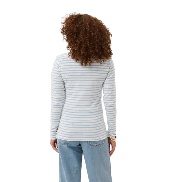 Kaffe Womens Liddy T-shirt Chalk/Blue Fog-Brown Heart