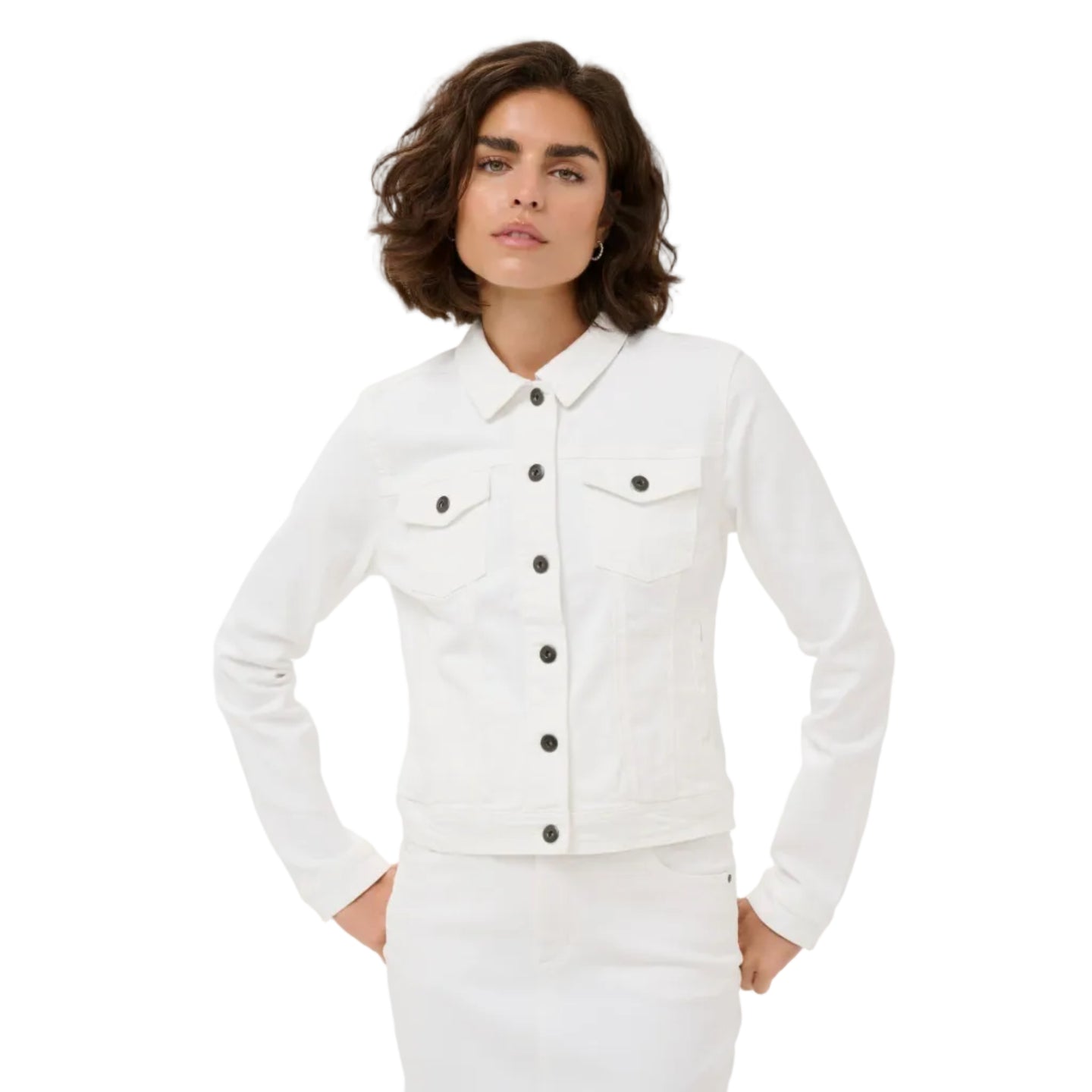 Kaffe Womens KAzelina Denim Jacket Chalk