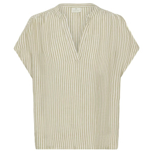 Kaffe Womens Blouse Milia Wing SL Chinchilla/Chalk Stripe