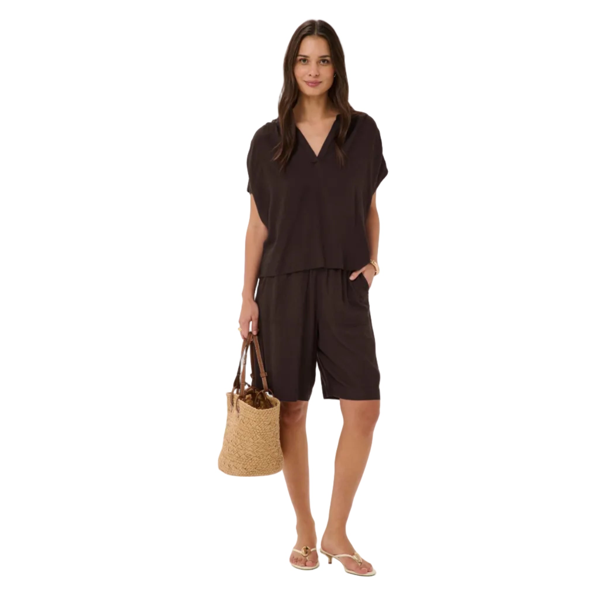 Kaffe Womens Milia Wing Blouse Black Coffee