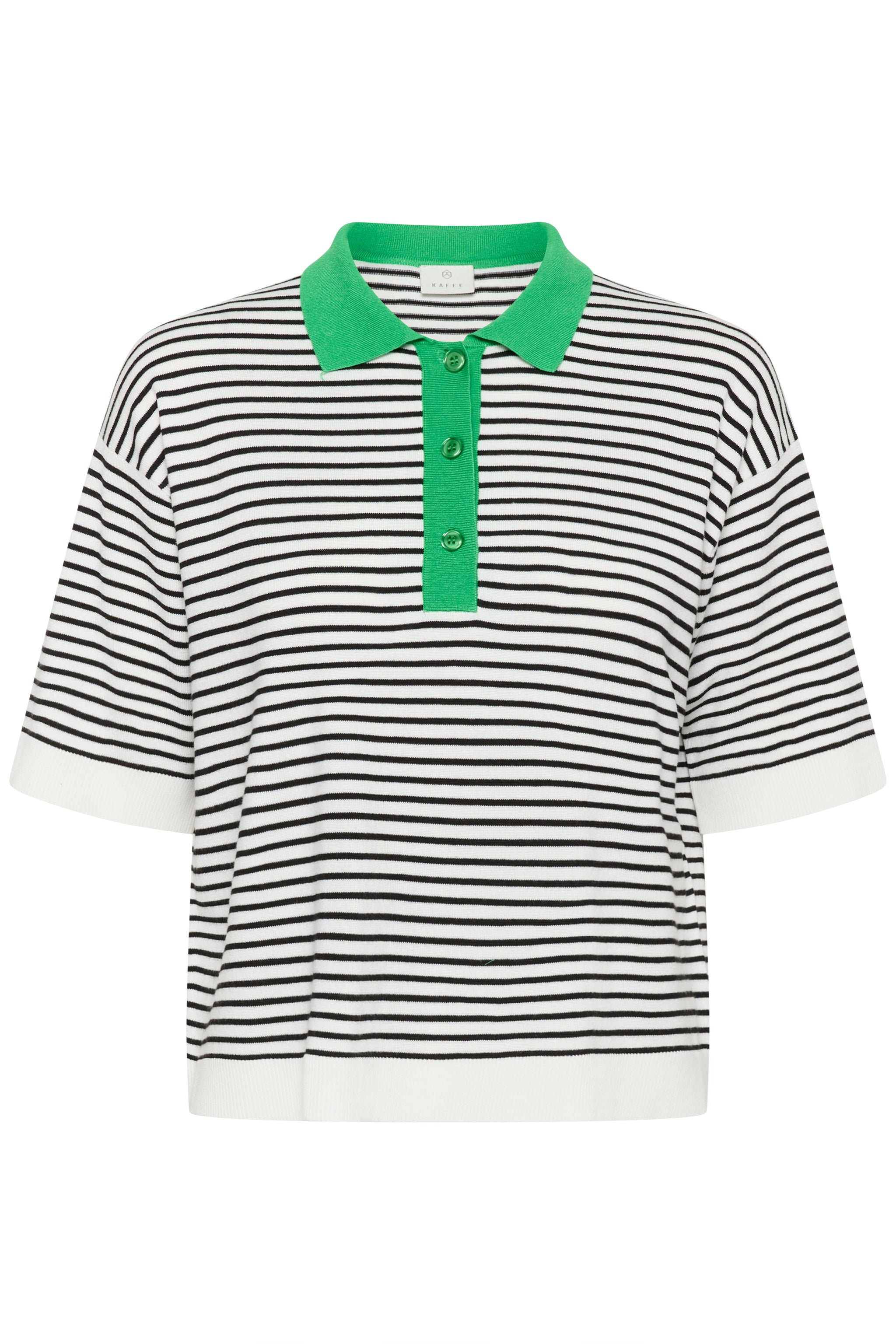 Kaffe Womens KAlizza Polo Shirt Chalk/Black Fine Stripe