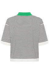 Kaffe Womens KAlizza Polo Shirt Chalk/Black Fine Stripe