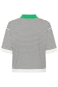 Kaffe Womens KAlizza Polo Shirt Chalk/Black Fine Stripe