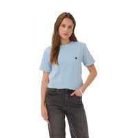Kaffe Womens KAheart T-Shirt Blue Fog/ Brown Heart