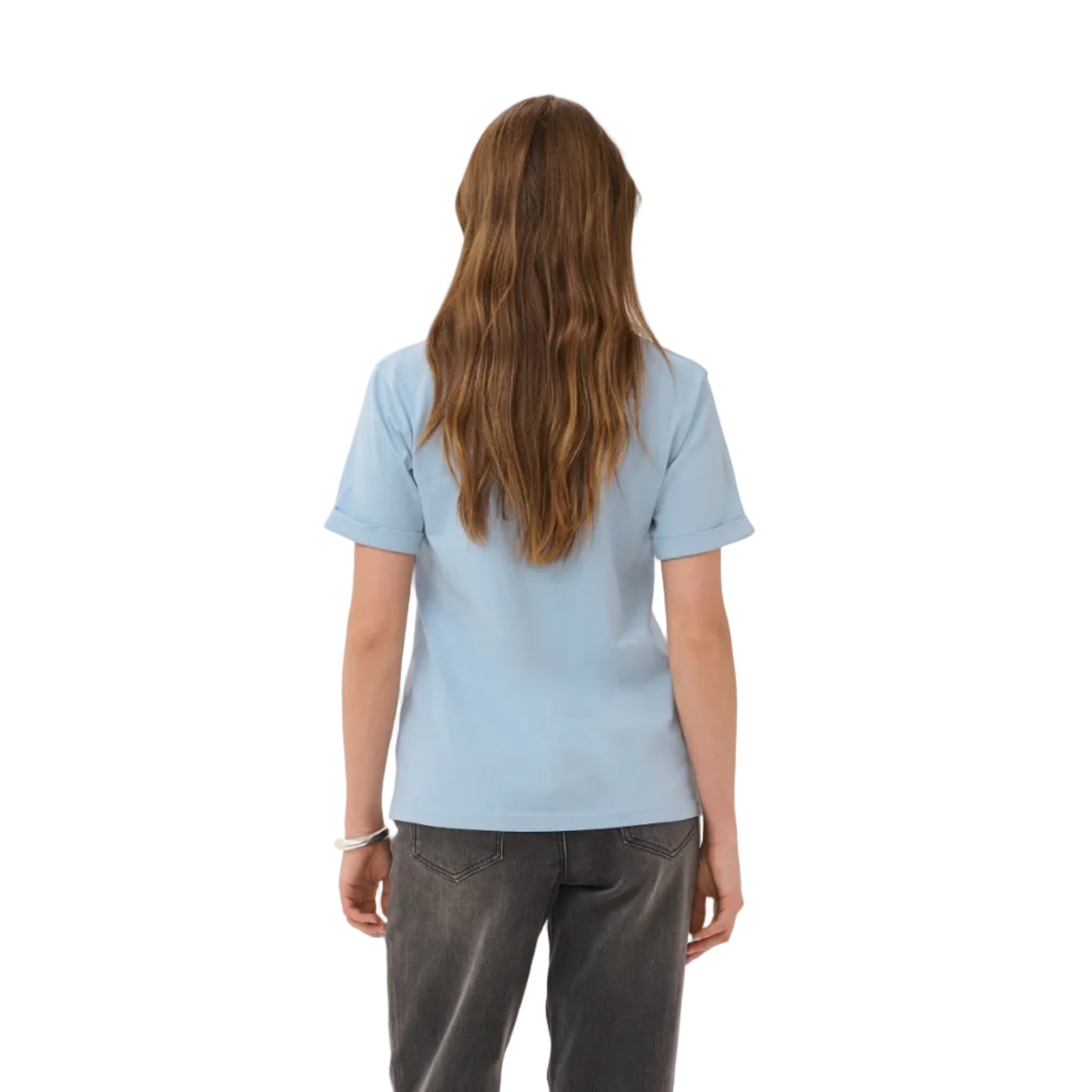 Kaffe Womens KAheart T-Shirt Blue Fog/ Brown Heart