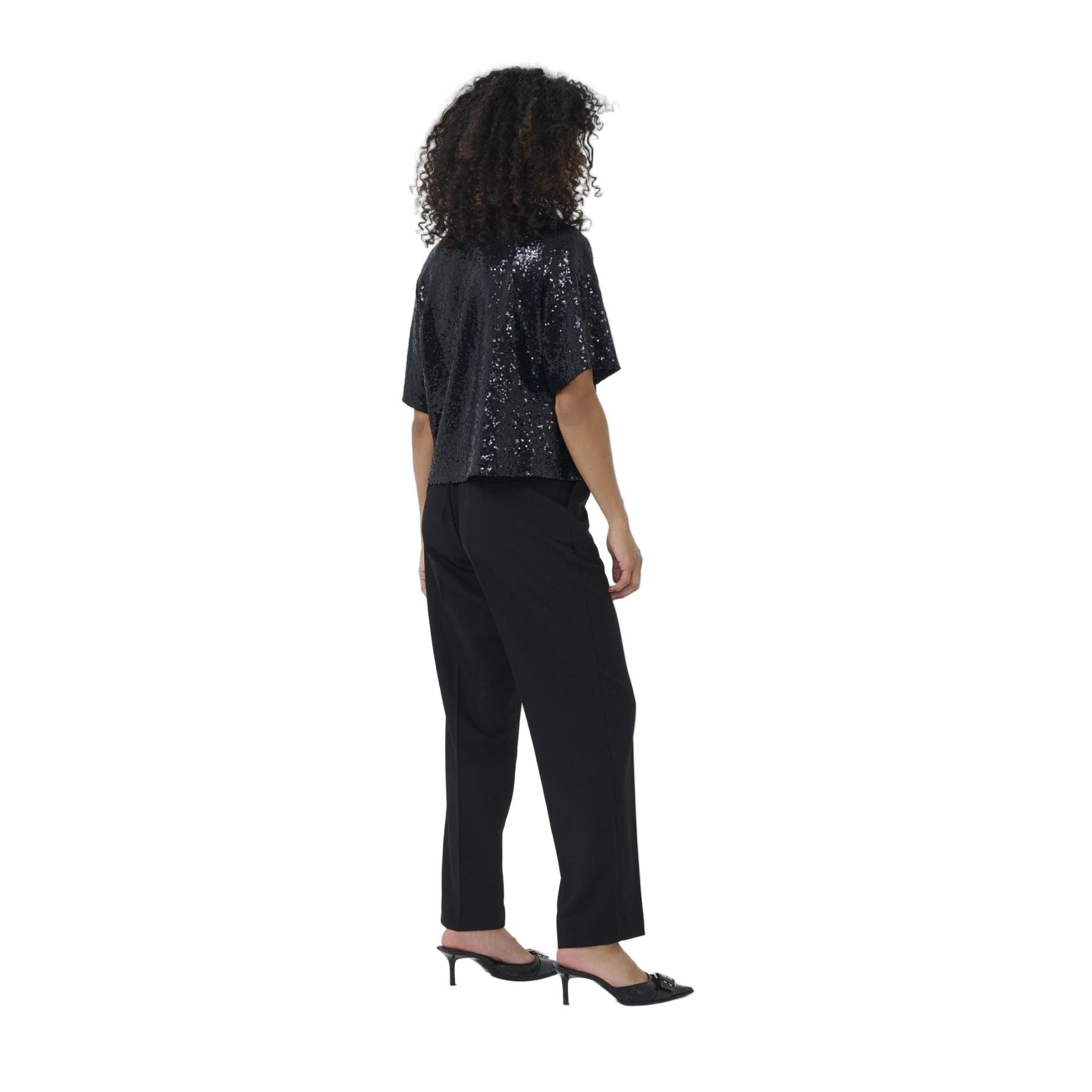 Kaffe Womens Blouse Miranda Sequin Black Deep