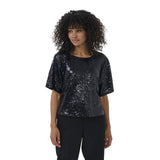 Kaffe Womens Blouse Miranda Sequin Black Deep