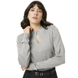Kaffe Womens Pullover Jada Polo Grey Melange