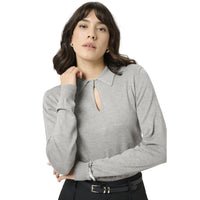 Kaffe Womens Pullover Jada Polo Grey Melange