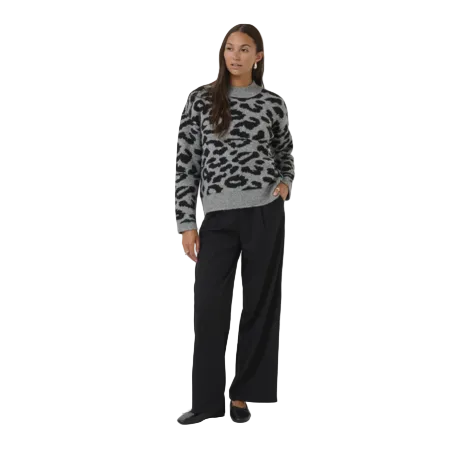 Kaffe Womens Jumper Sandra Black Leopard