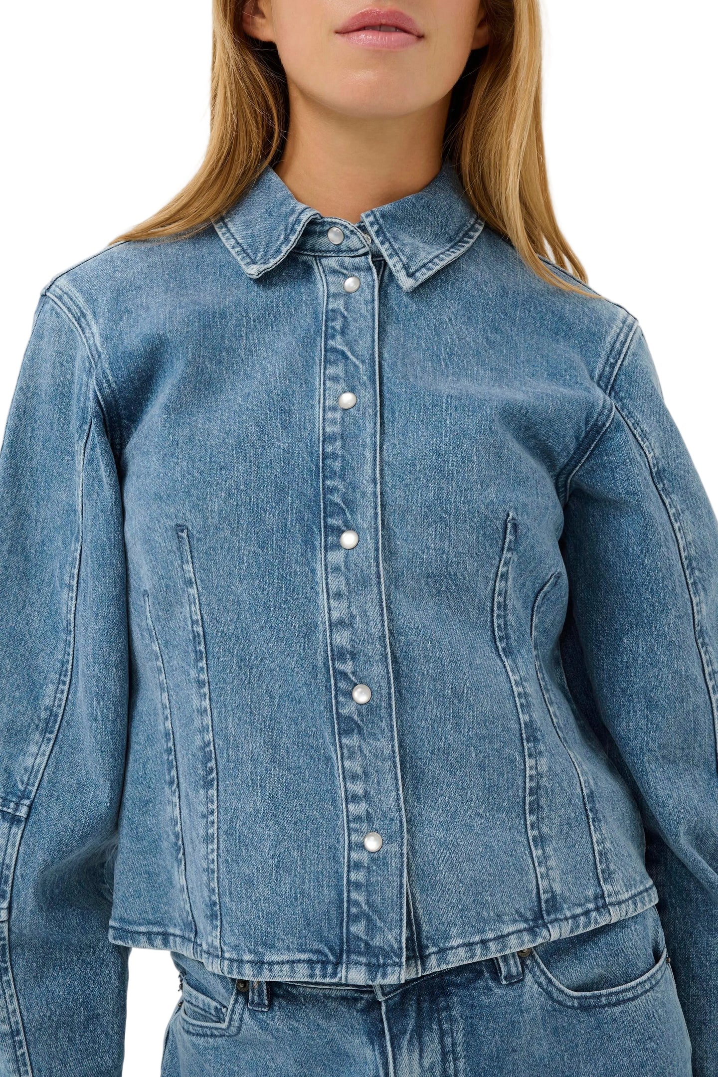 Kaffe Womens KAvallis Denim Shirt Blue Washed Denim