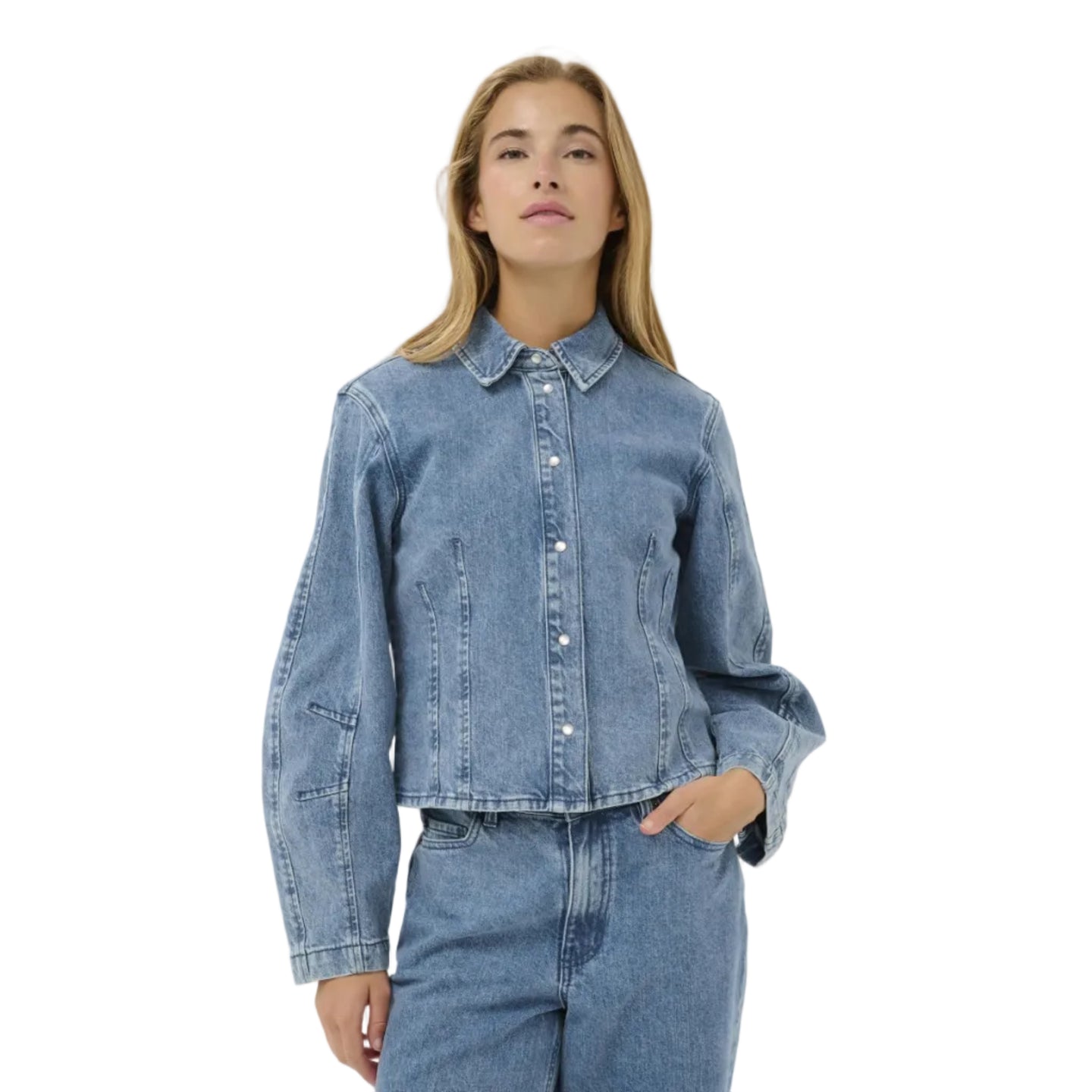Kaffe Womens KAvallis Denim Shirt Blue Washed Denim