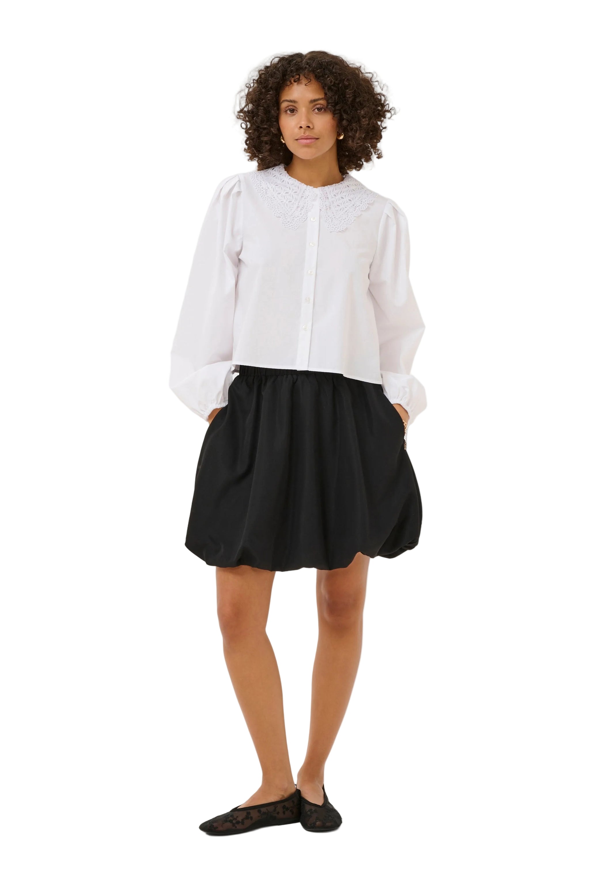 Kaffe women's white shirt with elasticated