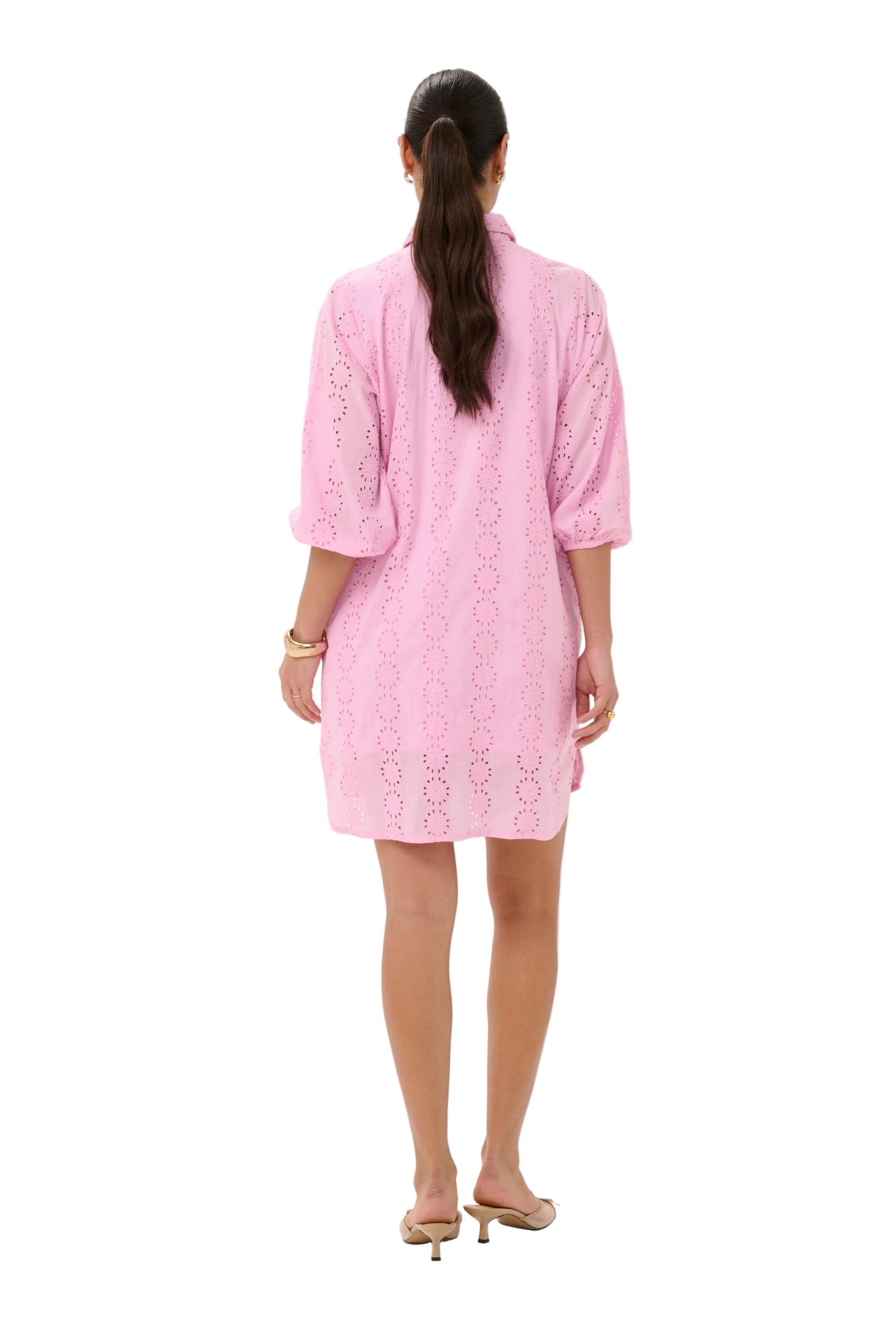 Kaffe Womens KAdona Shirt Dress Pink Frosting