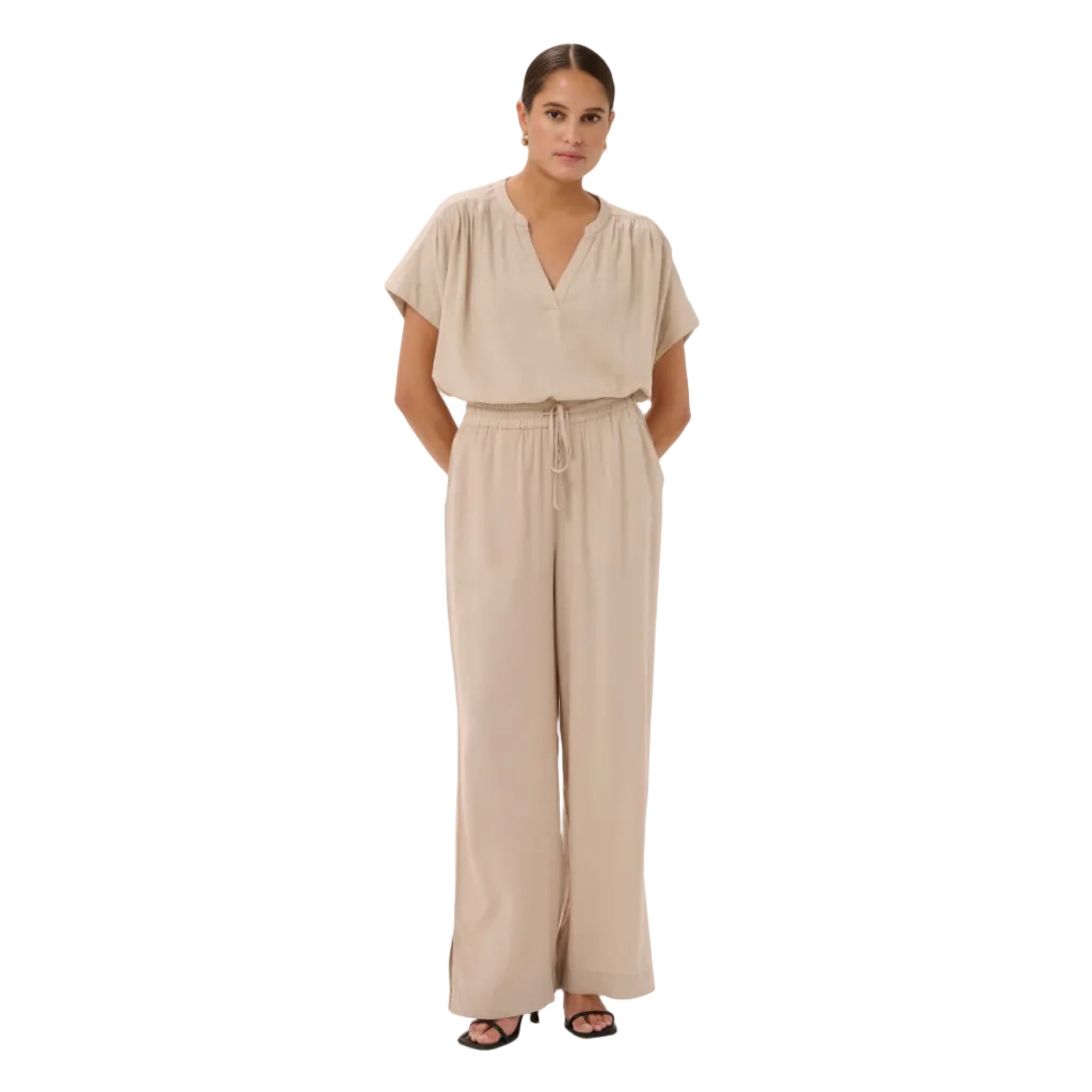 Kaffe women's grey trousers with drawstring